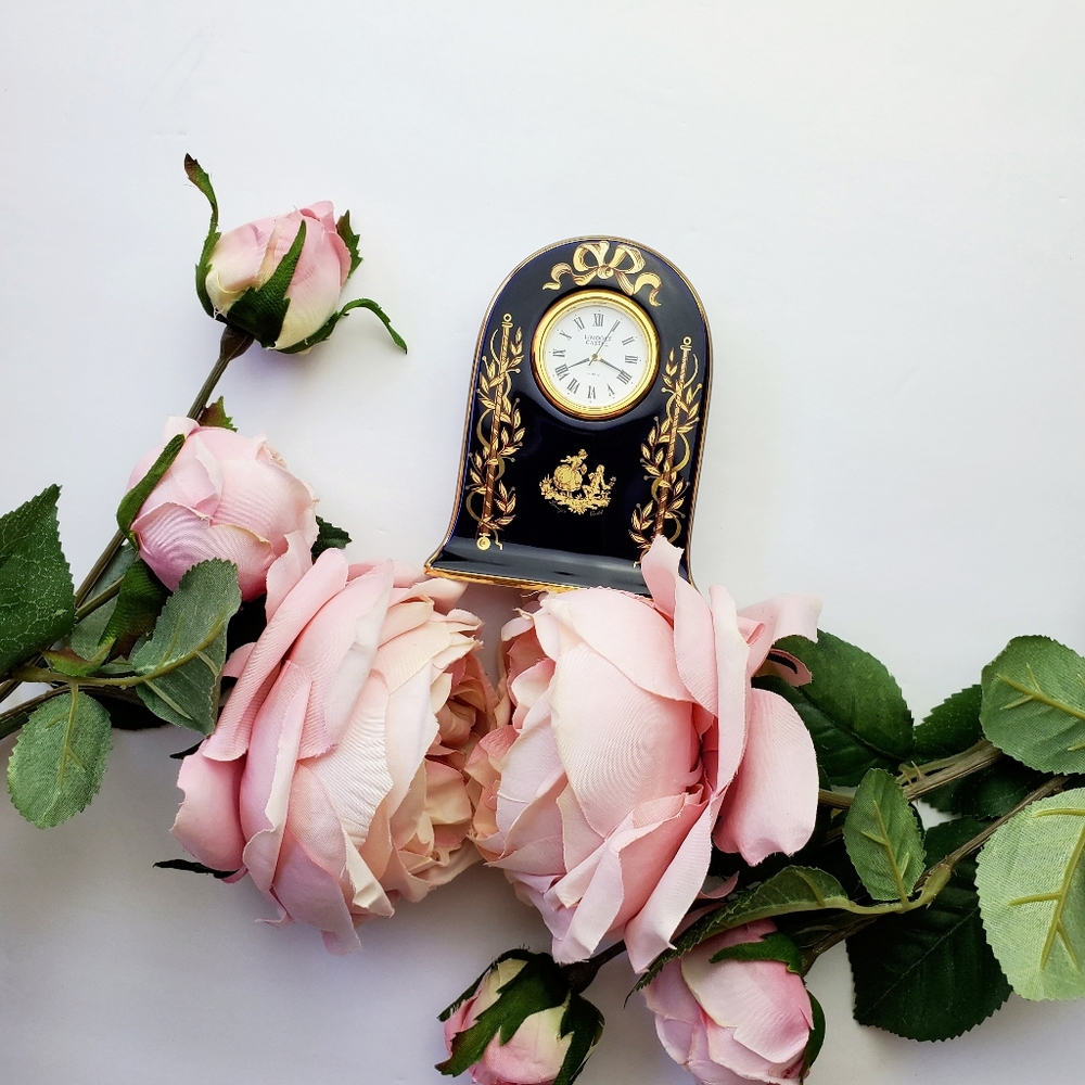 Vintage Rare Limoges 22K Gold Mini Clock Decor - Picture 4 of 16